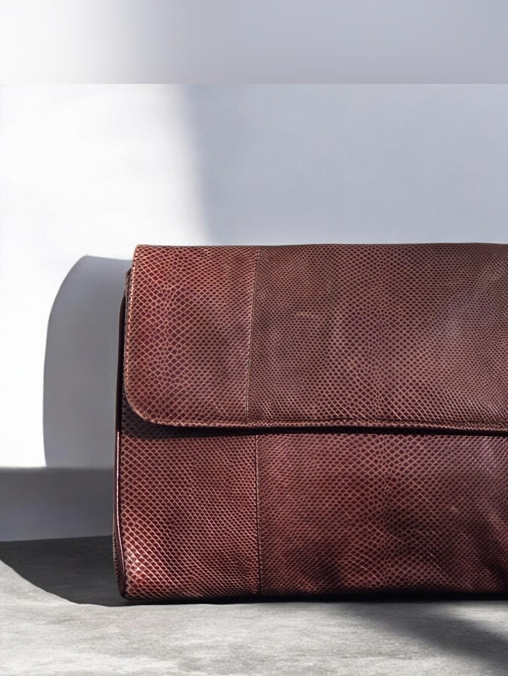 Vintage Reptile Textured Clutch Made In Italy